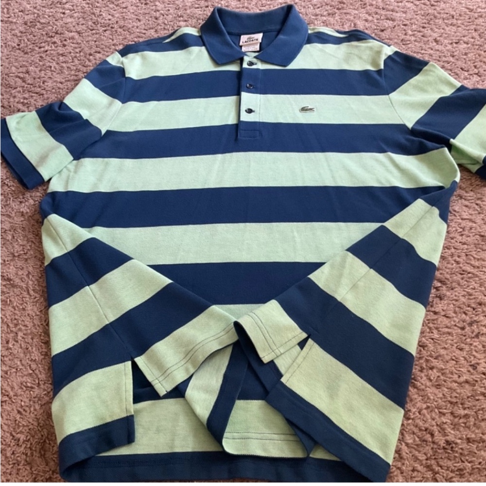 Lacoste Heather Striped Blue Collar Men’s Polo Lacoste Size 7